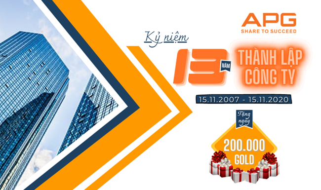 TUẦN LỄ SINH NHẬT APG - KỶ NIỆM 13 NĂM THÀNH LẬP CÔNG TY (15/11/2007 - 15/11/2020)